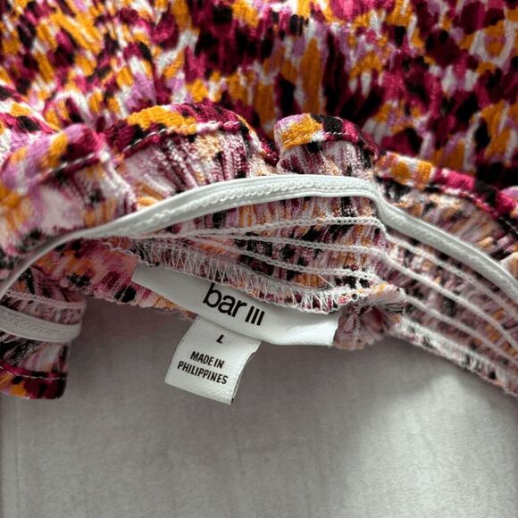 Bar III Shorts Textured Ruffle Drawstring Pull-On Tiger Tracks Orange Pink Large - Picture 3 of 6